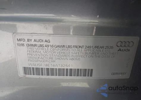 2006 Audi A4 2.0T Avant из США, поврежденный, VIN WAUSF78E16A132541